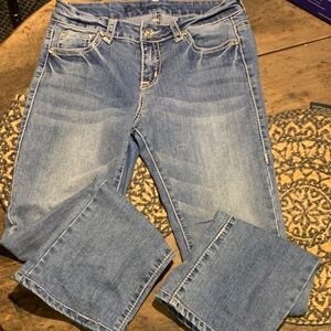 Y2K D-Fuz Rhinestone Embellished Classic Blue Boot Cut Women's Jeans size 7/8